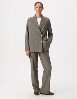 Veste de tailleur beige motif pied-de-puce Femme