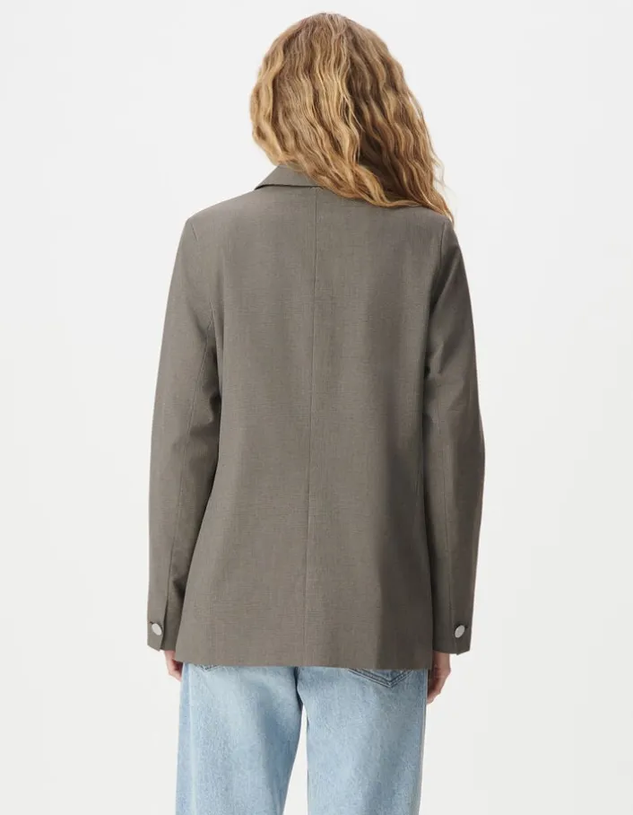 Veste de tailleur beige motif pied-de-puce Femme