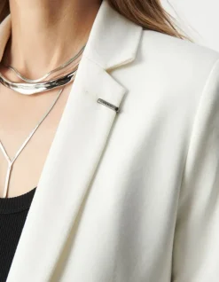 Veste de tailleur blanche ajustée maille Milano Femme