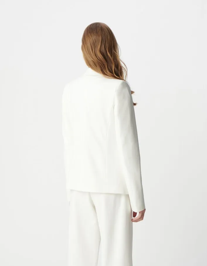 Veste de tailleur blanche ajustée maille Milano Femme