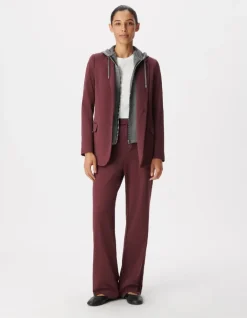 Veste de tailleur bordeaux maille parementure grise Femme
