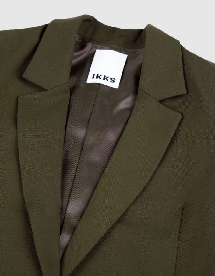 Veste de tailleur kaki façon laine froide Femme