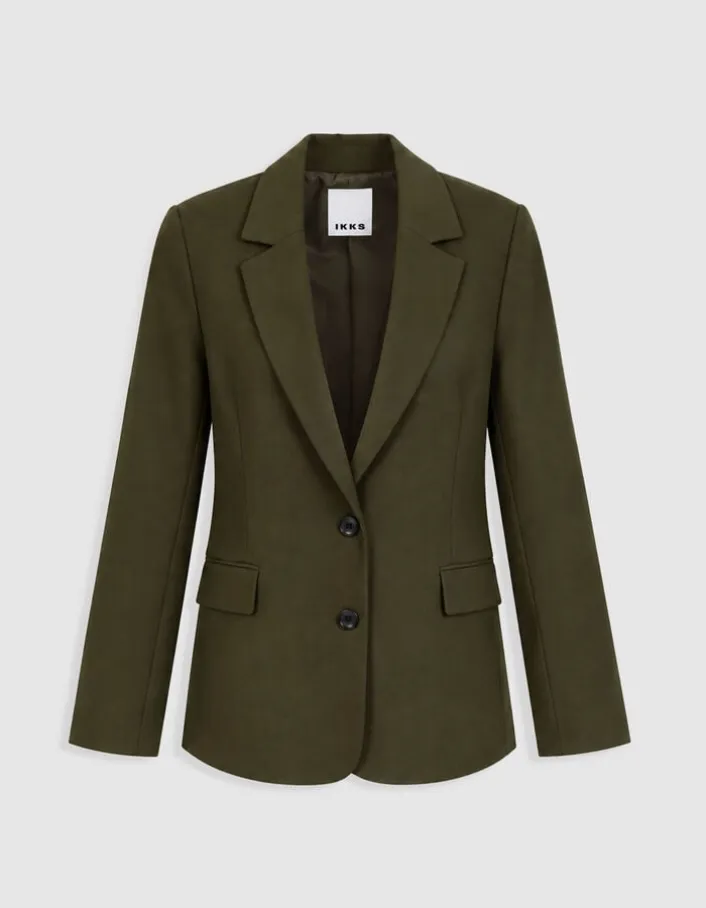 Veste de tailleur kaki façon laine froide Femme