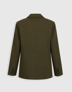 Veste de tailleur kaki façon laine froide Femme