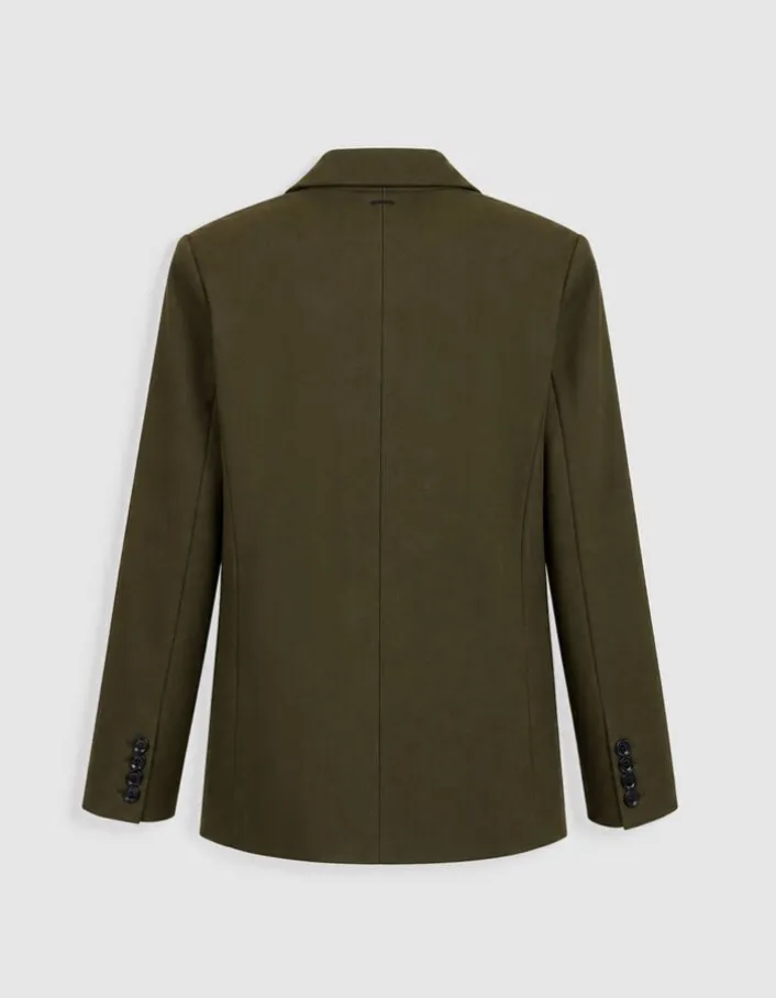 Veste de tailleur kaki façon laine froide Femme