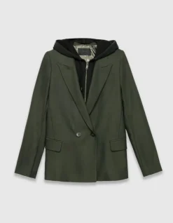 Veste de tailleur kaki parementure amovible Femme