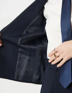 Veste de tailleur marine ajustée maille Milano Femme
