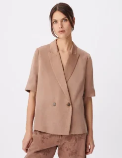 Veste de tailleur marron manches courtes Femme