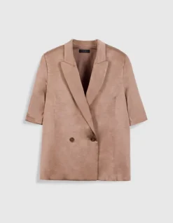 Veste de tailleur marron manches courtes Femme