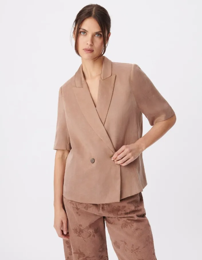 Veste de tailleur marron manches courtes Femme