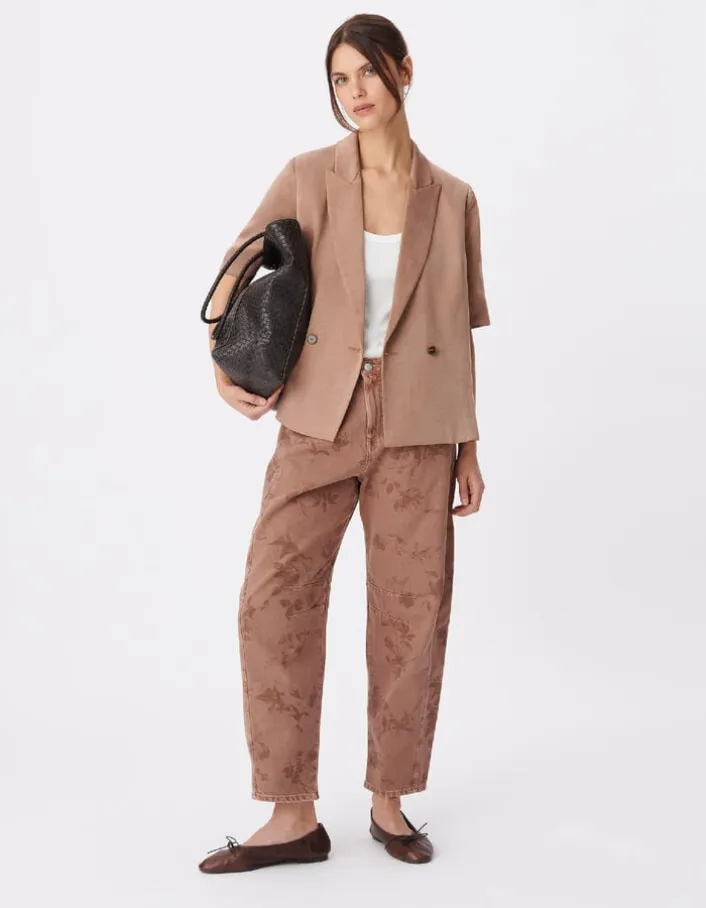 Veste de tailleur marron manches courtes Femme