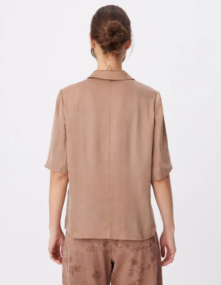 Veste de tailleur marron manches courtes Femme