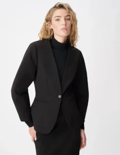 Veste de tailleur noire cintrée découpes manches Femme