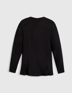 Veste de tailleur noire cintrée découpes manches Femme
