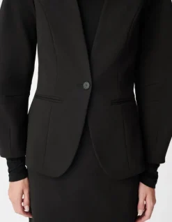 Veste de tailleur noire cintrée découpes manches Femme