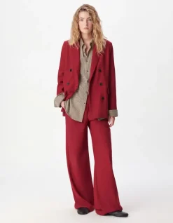 Veste de tailleur rouge boutonnage croisé Femme