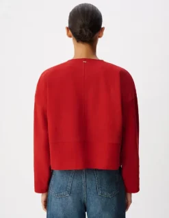 Veste en cuir velours rouge Femme
