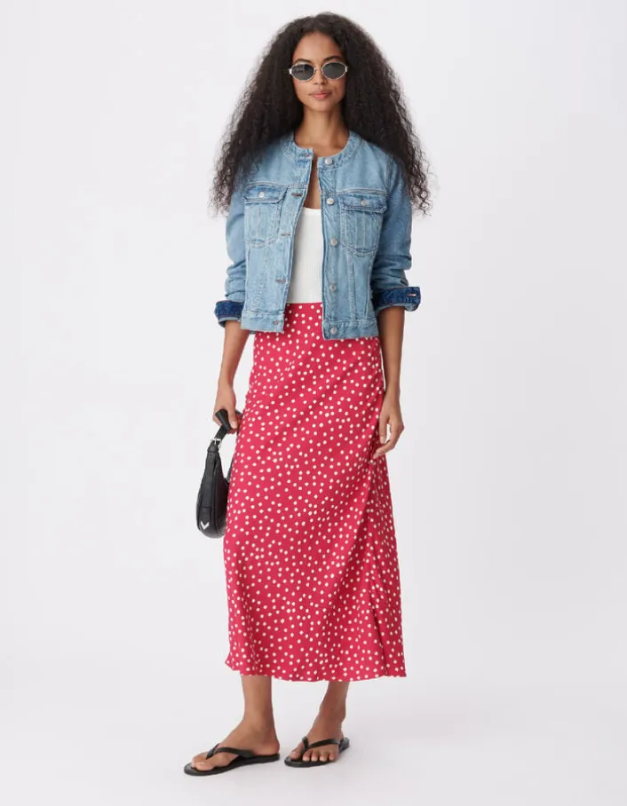 Veste en jean bleu col rond Femme