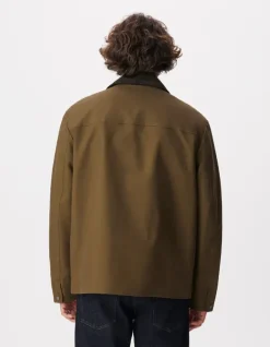 Veste kaki multi poches col velours Homme
