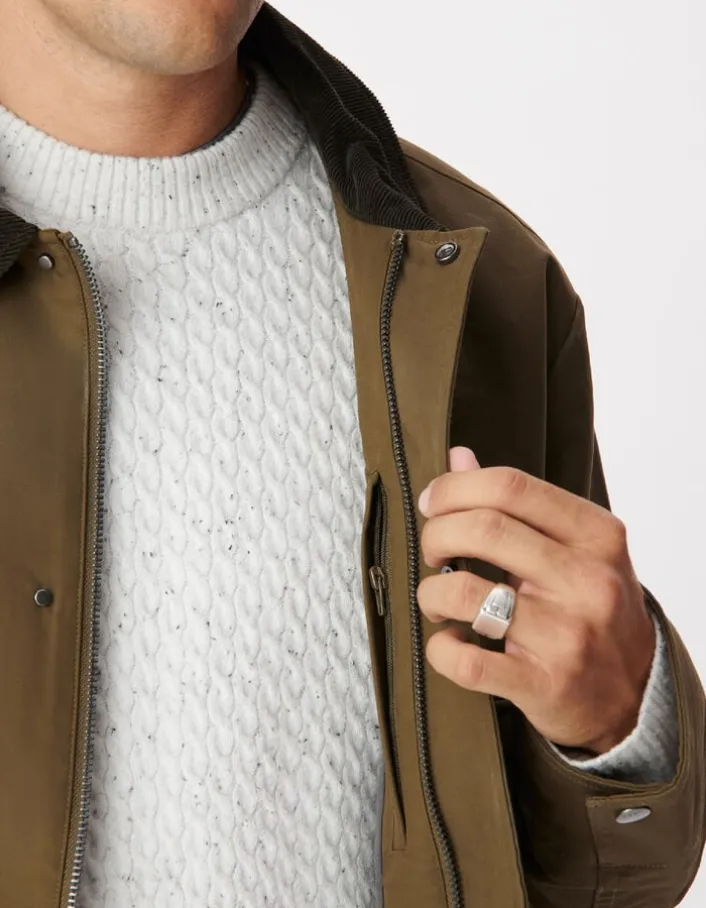 Veste kaki multi poches col velours Homme