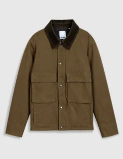 Veste kaki multi poches col velours Homme