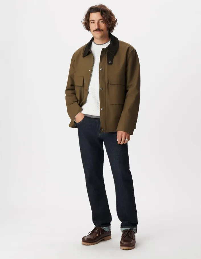 Veste kaki multi poches col velours Homme