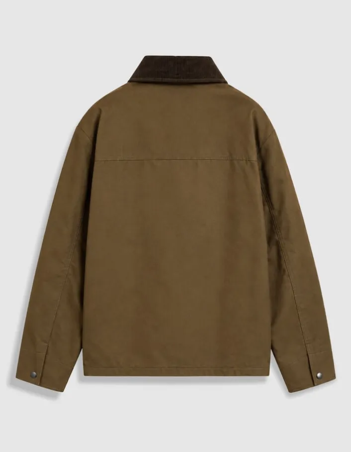 Veste kaki multi poches col velours Homme
