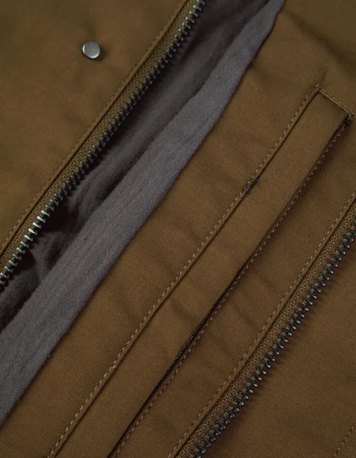 Veste kaki multi poches col velours Homme