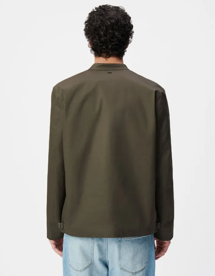 Veste kaki toile col pressionné Homme