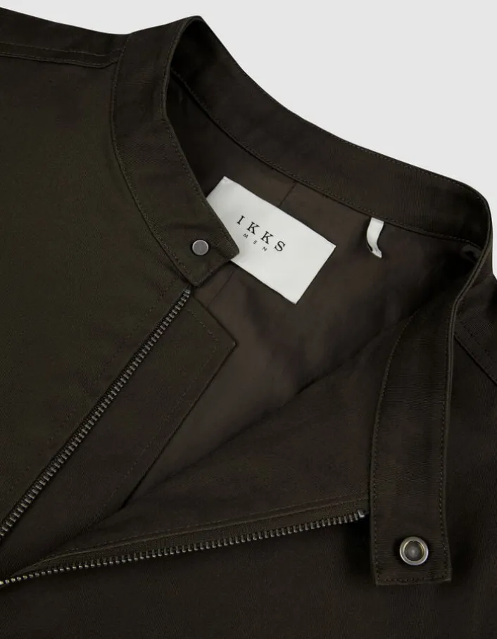 Veste kaki toile col pressionné Homme