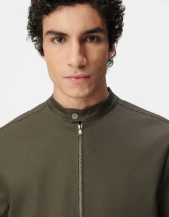 Veste kaki toile col pressionné Homme
