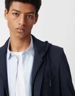 Veste marine avec parementure amovible Homme