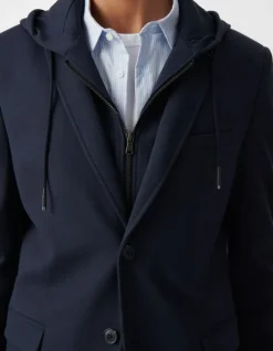 Veste marine avec parementure amovible Homme