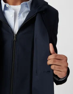 Veste marine avec parementure amovible Homme