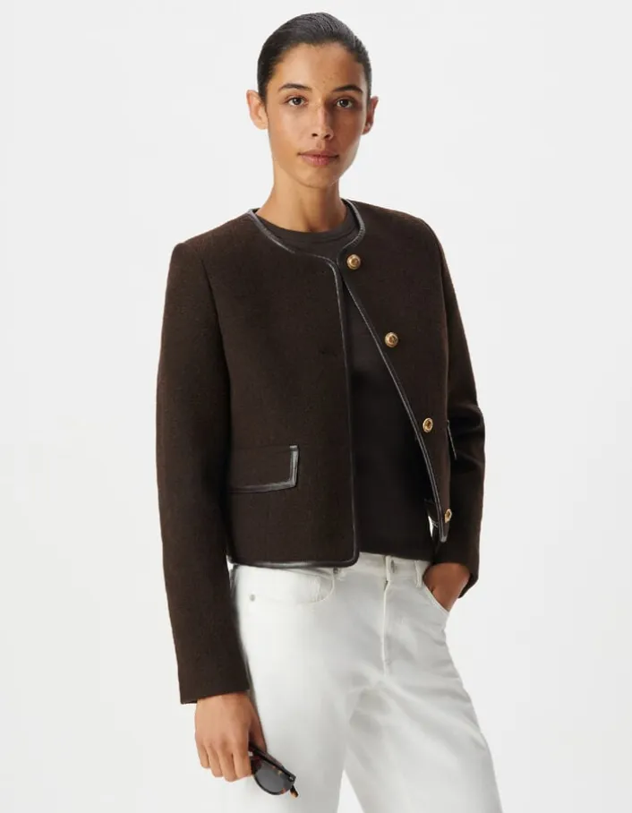 Veste marron lainage boutons militaires Femme