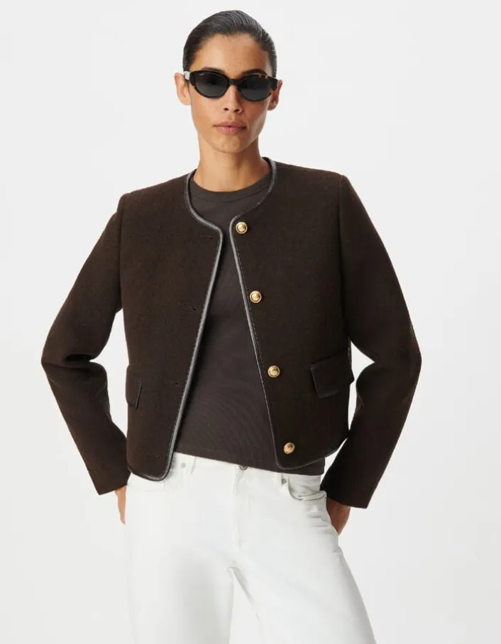 Veste marron lainage boutons militaires Femme