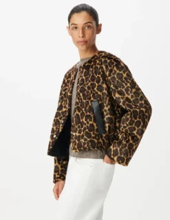 Veste réversible noire et motif léopard Femme