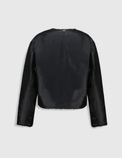 Veste réversible noire et motif léopard Femme
