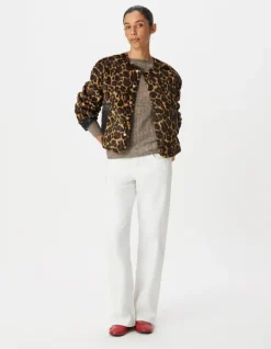 Veste réversible noire et motif léopard Femme