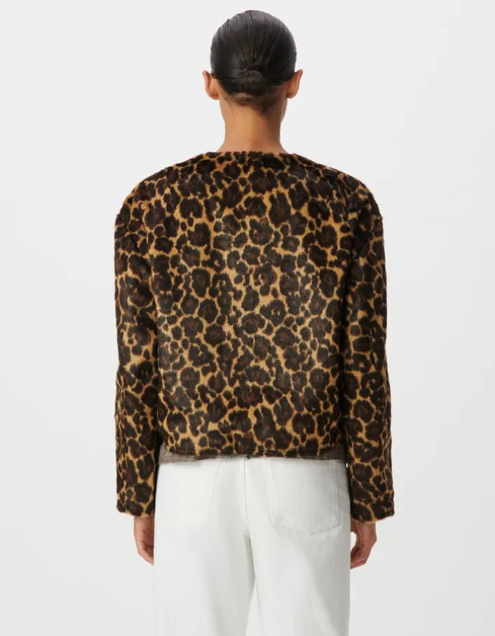 Veste réversible noire et motif léopard Femme