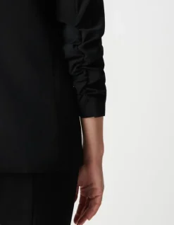 Veste tailleur en crêpe coloris noir femme