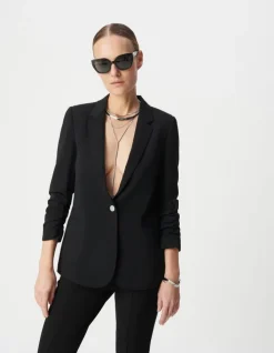 Veste tailleur en crêpe coloris noir femme