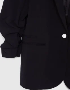 Veste tailleur en crêpe coloris noir femme
