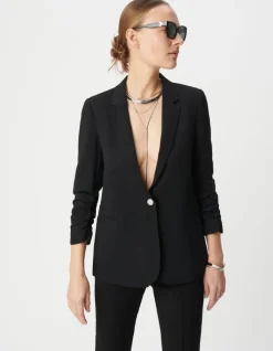 Veste tailleur en crêpe coloris noir femme